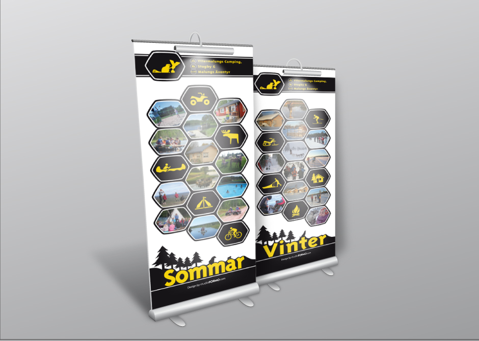 Yttermalungs Camping bever logo branding roll up banners outdoor buitensport sweden dalarna printing