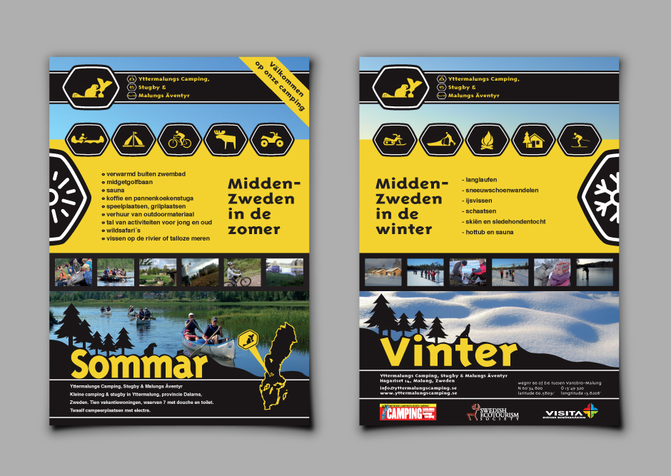 Yttermalungs Camping outdoor buitensport bever logo branding flyers sweden dalarna printing